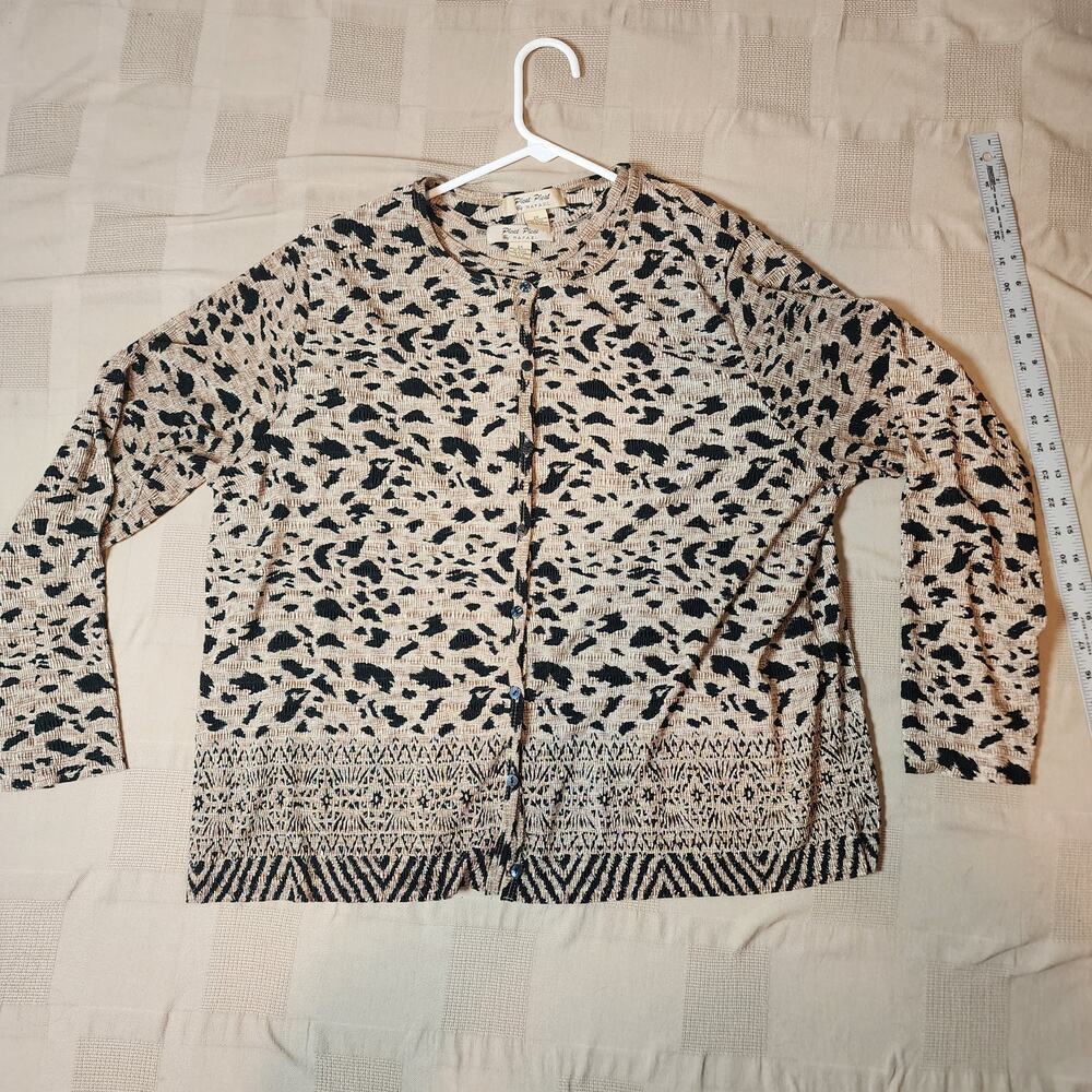 Pleat Pleat by rafael Sleeveless Blouse/Long Sleeve Over Shirt-Animal Print 2x